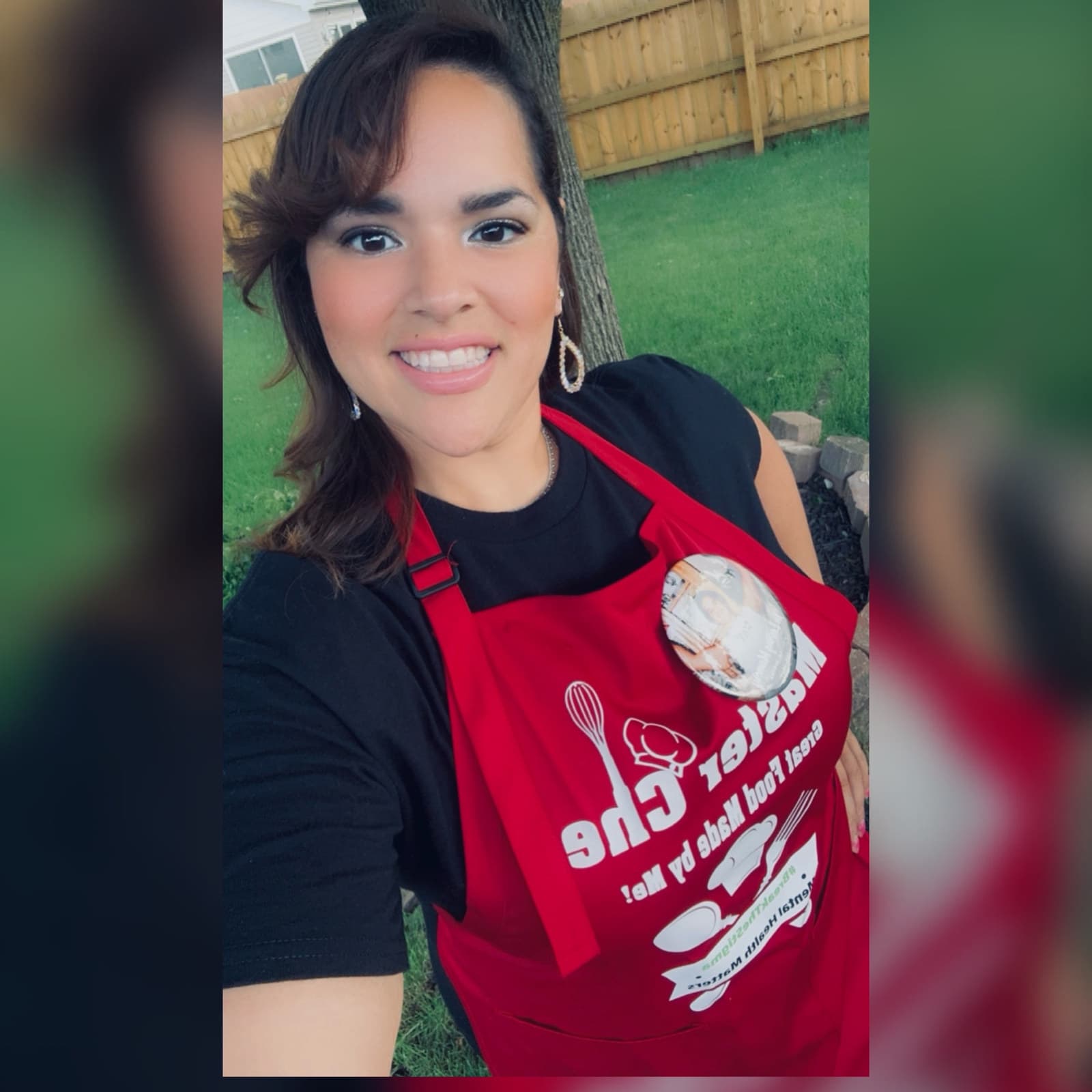 Miriam D. Rivera wearing one of her aprons