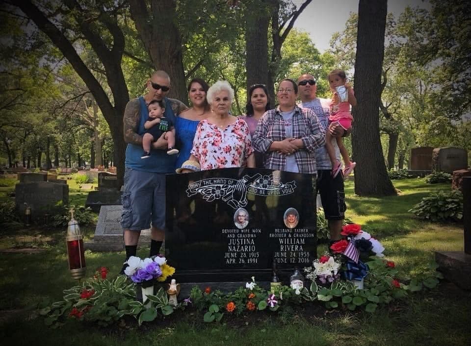 The Rivera family gathered at William's graveside