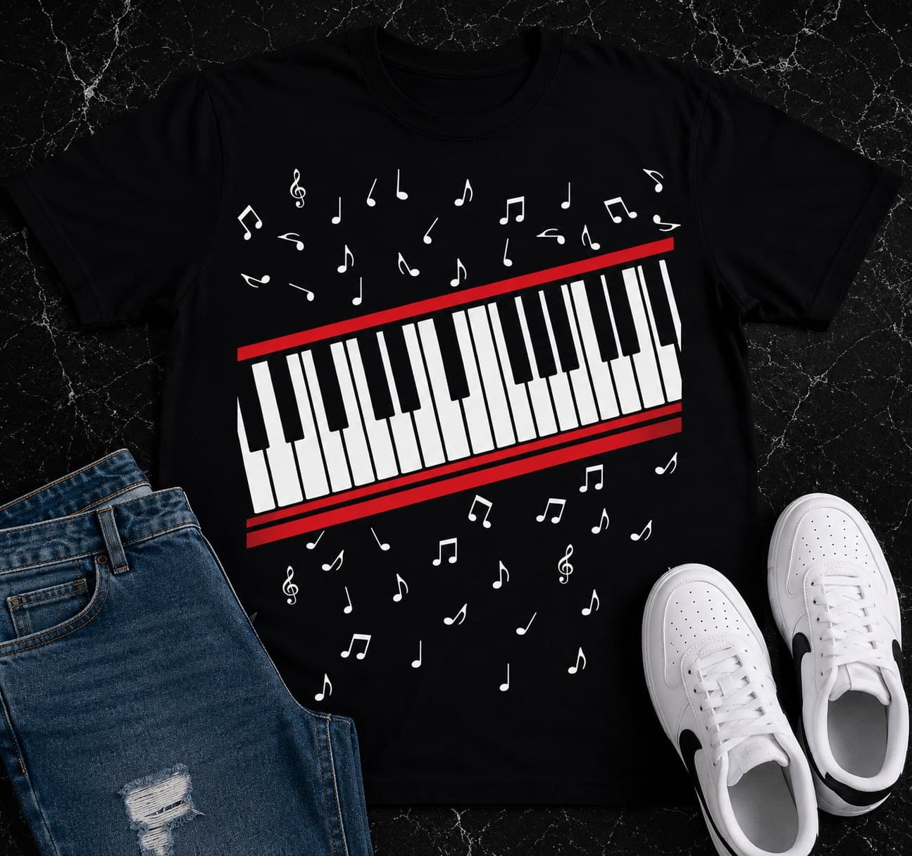 MJ Piano Keys Tee Black